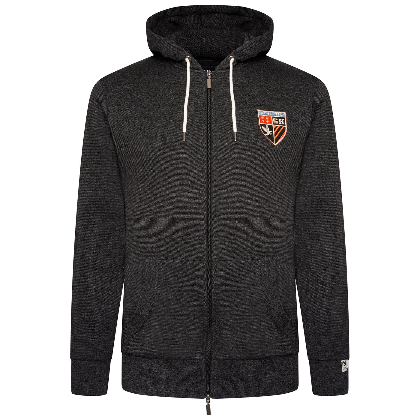 Grey Hawk Cotton Fleece Lined Zipped Hoodie in Charcoal RRP £65.99