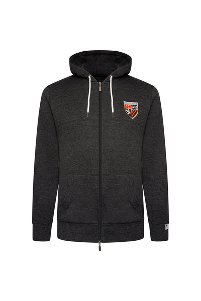 Grey Hawk Cotton Fleece Lined Zipped Hoodie in Charcoal RRP £65.99