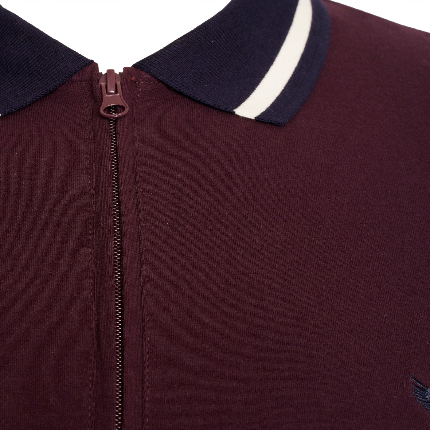 Grey Hawk Long Sleeve Zip Neck Polo Pique with Chest Badge in Wine RRP £49.50