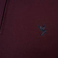 Extra-Tall Grey Hawk Long Sleeve Zip Neck Polo Pique with Chest Badge in Wine RRP £49.50