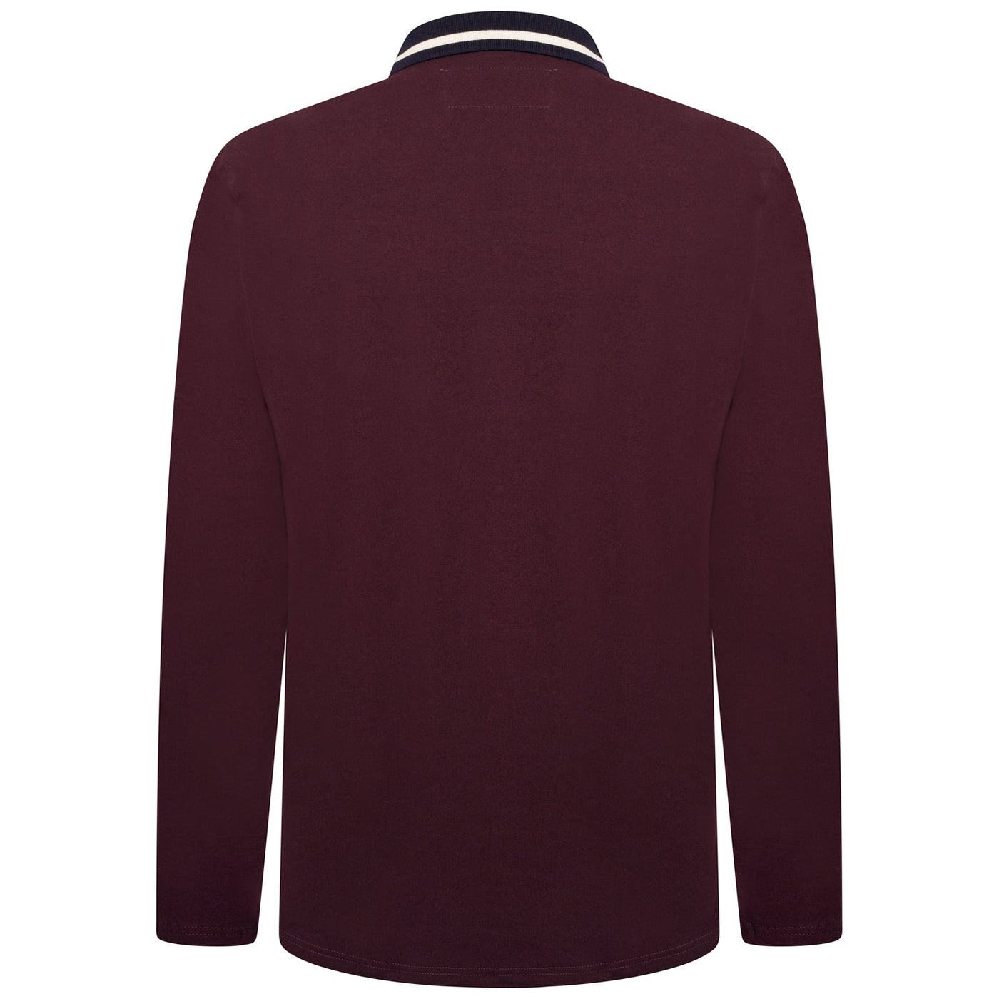 Grey Hawk Long Sleeve Zip Neck Polo Pique with Chest Badge in Wine RRP £49.50