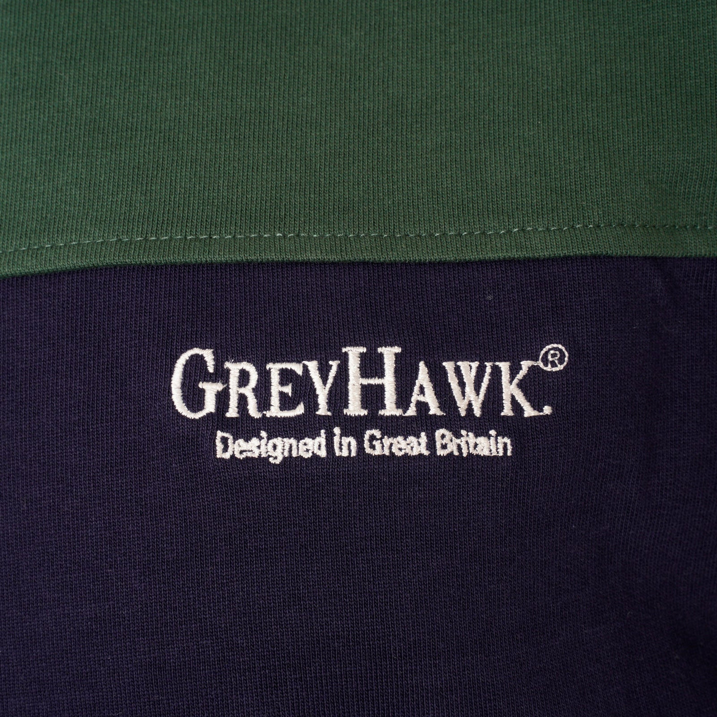 Grey Hawk Long Sleeve Panel Rugby Polo Shirt in Green RRP £59.50