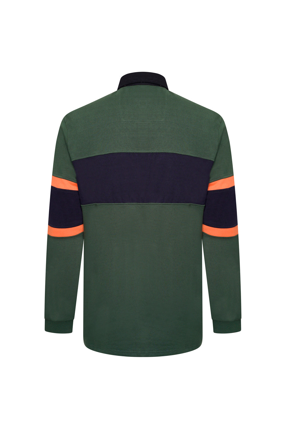 Extra-Tall Grey Hawk Long Sleeve Panel Rugby Polo Shirt in Green RRP £59.50