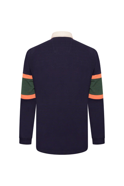 Grey Hawk Long Sleeve Rugby Polo Shirt in Navy RRP £59.50