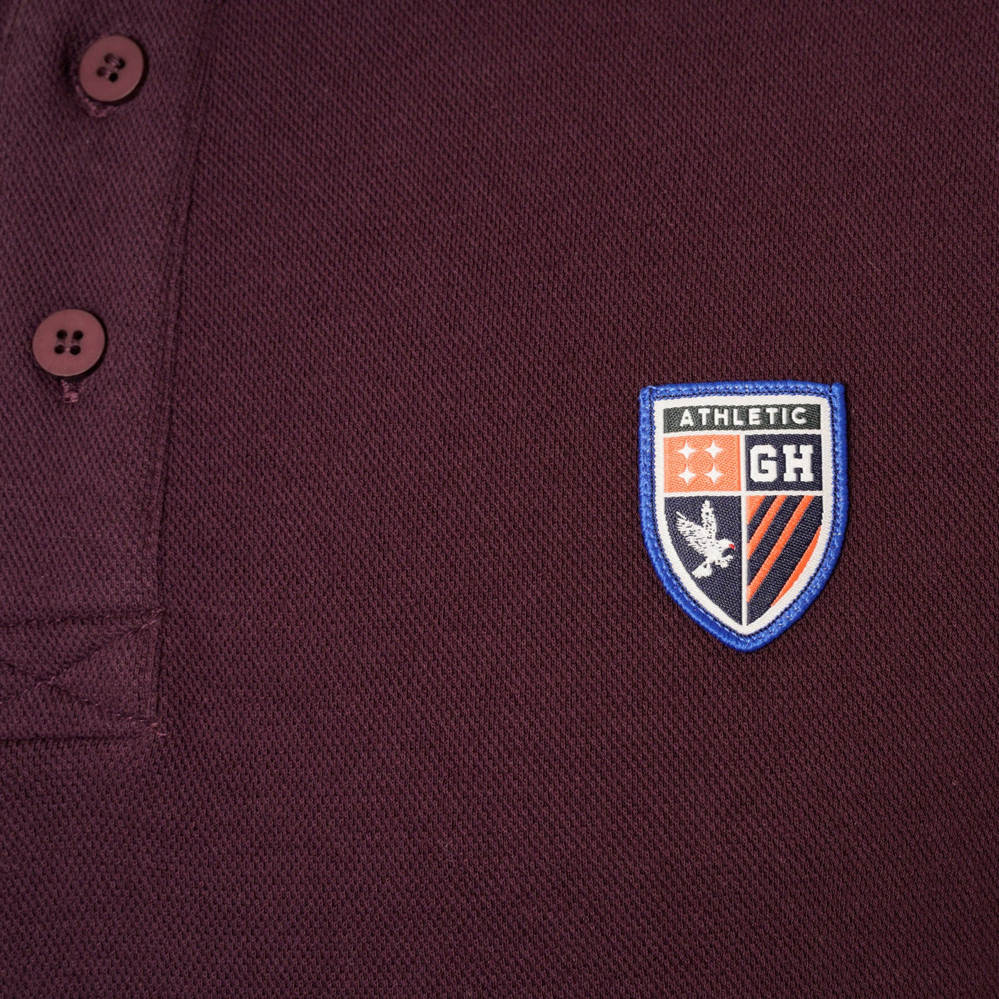 Grey Hawk Shield Badge Pique Polo Shirt in Wine RRP £49.50