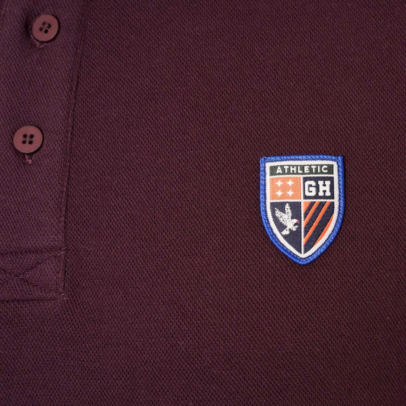 Extra-Tall Grey Hawk Shield Badge Pique Polo Shirt in Wine RRP £49.50