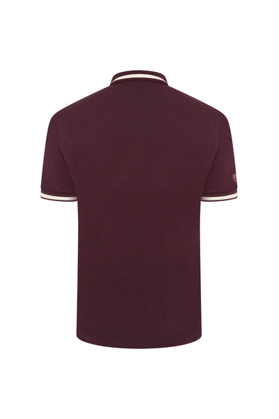 Extra-Tall Grey Hawk Shield Badge Pique Polo Shirt in Wine RRP £49.50