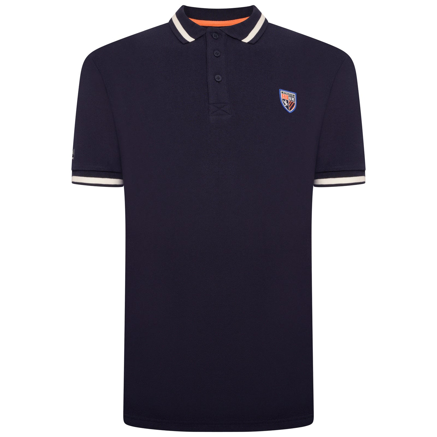 Extra-Tall Grey Hawk Shield Badge Pique Polo Shirt in Navy RRP £49.50