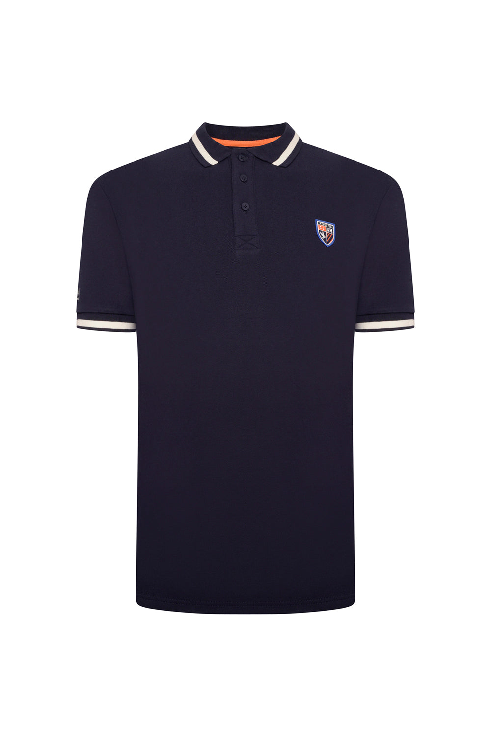 Extra-Tall Grey Hawk Shield Badge Pique Polo Shirt in Navy RRP £49.50