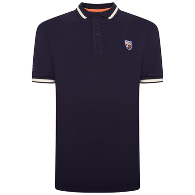 Grey Hawk Shield Badge Pique Polo Shirt in Navy RRP £49.50