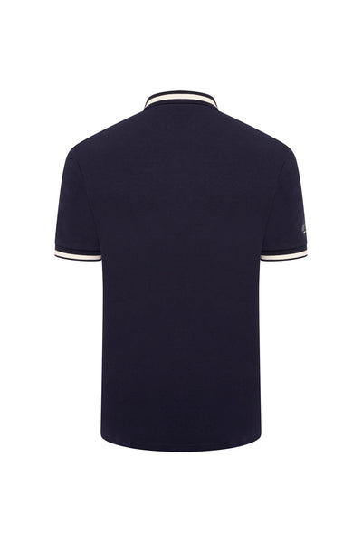 Extra-Tall Grey Hawk Shield Badge Pique Polo Shirt in Navy RRP £49.50