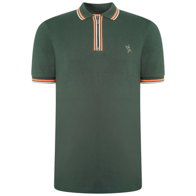 Extra-Tall Grey Hawk Polo Pique in Green with Taping RRP £49.50