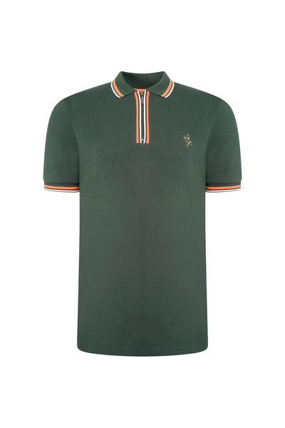 Extra-Tall Grey Hawk Polo Pique in Green with Taping RRP £49.50