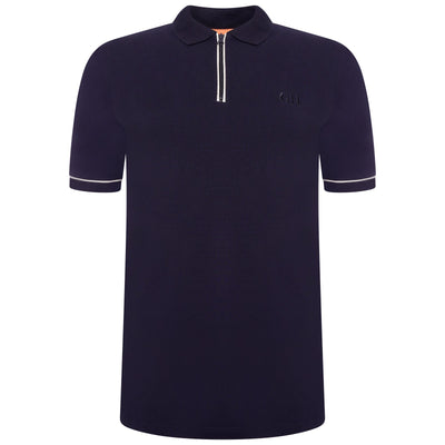 Extra-Tall Grey Hawk Smart Zip Neck Polo Shirt in Navy RRP £49.50