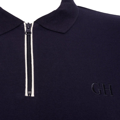 Grey Hawk Smart Zip Neck Polo Shirt in Navy RRP £49.50