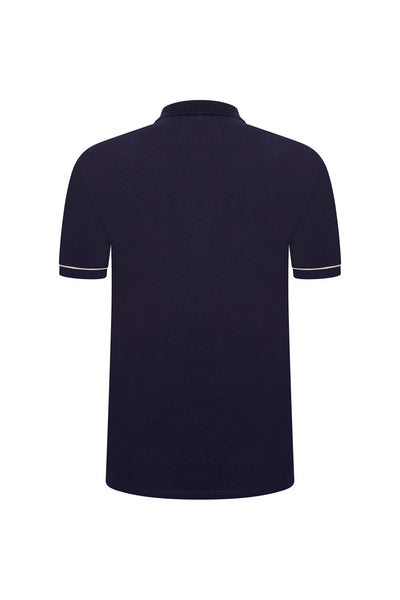 Extra-Tall Grey Hawk Smart Zip Neck Polo Shirt in Navy RRP £49.50