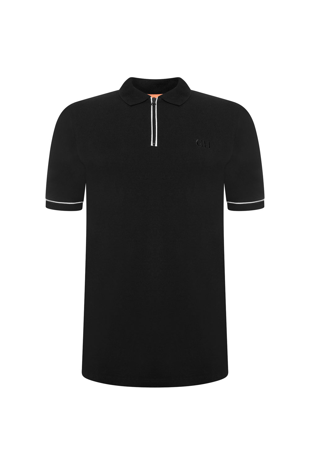 Extra-Tall Grey Hawk Smart Zip Neck Polo Shirt in Black RRP £49.50